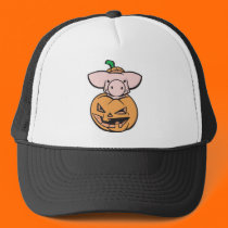 cute pig in jack-o-lantern pumpkin hats
