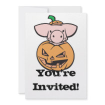 cute pig in jack-o-lantern pumpkin custom announcement