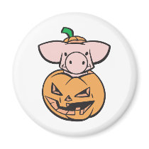 cute pig in jack-o-lantern pumpkin magnets