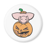 cute pig in jack-o-lantern pumpkin refrigerator magnet