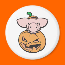 cute pig in jack-o-lantern pumpkin magnets