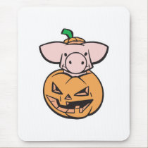 cute pig in jack-o-lantern pumpkin mousepads