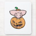 cute pig in jack-o-lantern pumpkin mousepads