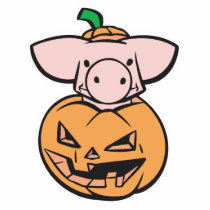 cute pig in jack-o-lantern pumpkin photo cutouts