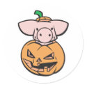cute pig in jack-o-lantern pumpkin stickers