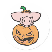 cute pig in jack-o-lantern pumpkin stickers by halloweenie cute pig in jack-o-lantern pumpkin stickers
