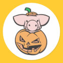 cute pig in jack-o-lantern pumpkin stickers