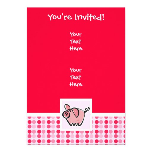 Cute Pig Personalized Invitations