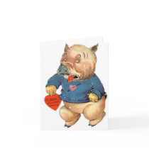 Cute Pig Will Squeal Valentine's Day Card Cards