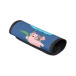 Cute Pig With Gift (Blue) Luggage Handle Wrap