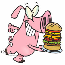 cute pig with triple cheeseburger acrylic cut out