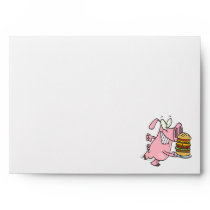 cute pig with triple cheeseburger envelopes