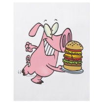 cute pig with triple cheeseburger full color flyer