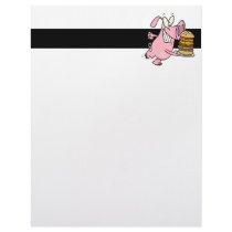 cute pig with triple cheeseburger letterhead