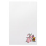 cute pig with triple cheeseburger stationery paper