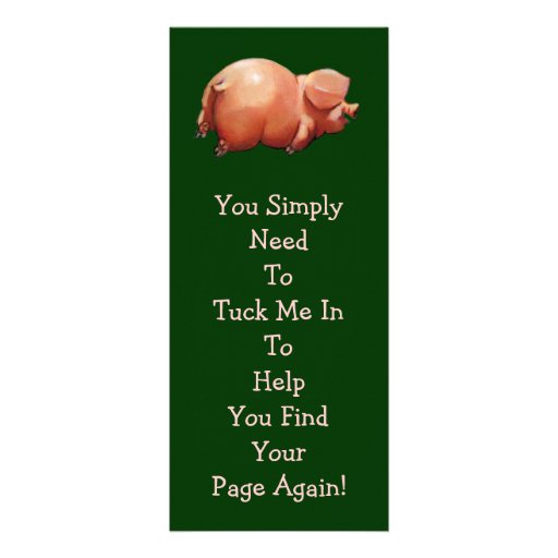 Cute Piggy BOOK MARK: Original Art: Rhyme Custom Invitations