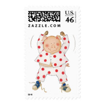 Cute Piggy Exercising Postage Stamps