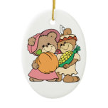 cute pilgrim and indian thanksgiving teddy bears christmas tree ornament
