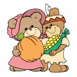 cute pilgrim and indian thanksgiving teddy bears photo sculpture