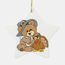 cute pilgrim teddy bear with turkey ornaments