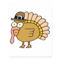 cute pilgrim thanksgiving turkey posters