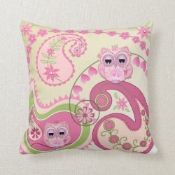 Cute pillow with Baby owls and Paisley designs.