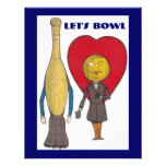 CUTE PIN AND BALL COUPLE BOWLING PARTY INVITATION