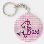 Cute pink  #1 boss keychain for her keychains