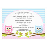 Cute Pink and Blue Owl Gender Reveal Cards