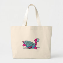 cute pink and blue turtle tote bag