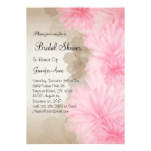 Cute Pink and Brown Floral Bridal Shower Invite