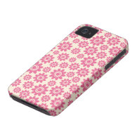 Cute pink and cream whimsical flower pattern case iPhone 4 Case-Mate cases