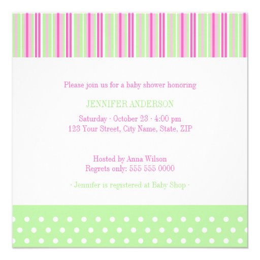 Cute Pink and Green - Baby Shower invitation