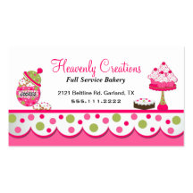 Cute Pink and Green Bakery Business Card