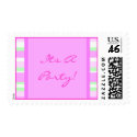 Cute Pink and Green Postage Stamp