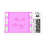 Cute Pink and Green Postage Stamp
