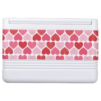 Cute Pink And Red Heart With Zircon Patterns. Igloo Ice Chest