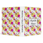 cute pink and yellow hearts girly,personalized 3 ring binder