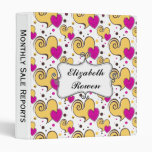 cute pink and yellow hearts girly,personalized binders
