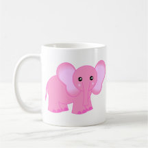 Cute Pink Baby Elephant Mugs