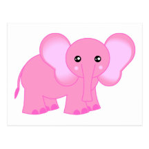 Cute Pink Baby Elephant Post Card