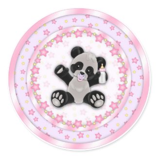 Cute Pink Baby Panda Bear Seals Sticker
