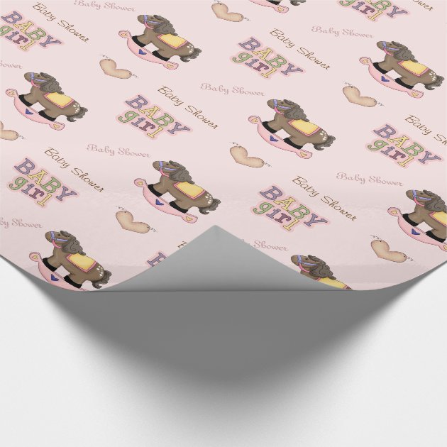 Cute Pink Baby Shower Wrapping Paper 4/4