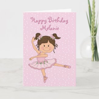 Cute Pink Ballerina 1 Birthday Card card