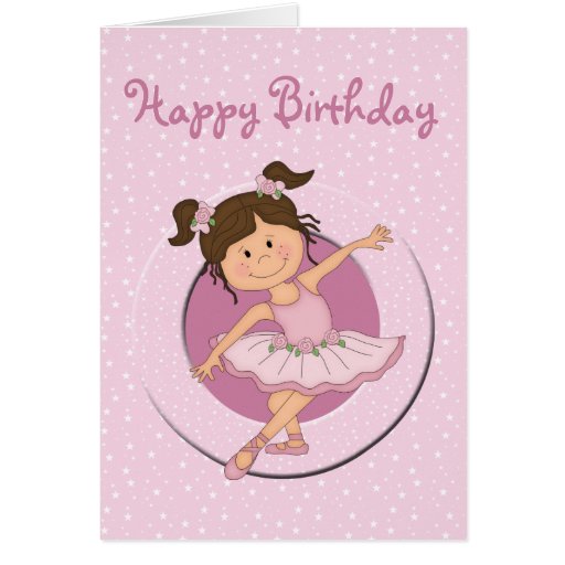 Cute Pink Ballerina 2 Happy Birthday Card | Zazzle