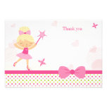 Cute pink ballerina girl's birthday thank you card