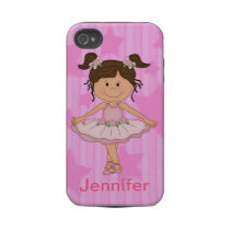 Cute Pink Ballet Girl On Stars and stripe Iphone 4 Tough Cover