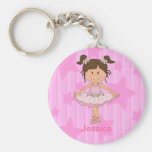 Cute Pink Ballet Girl On Stars and stripe Key Chain