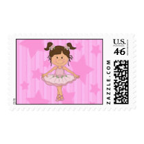 Cute Pink Ballet Girl On Stars and stripe Postage
