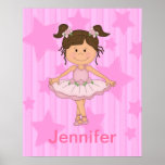 Cute Pink Ballet Girl On Stars and stripe Print